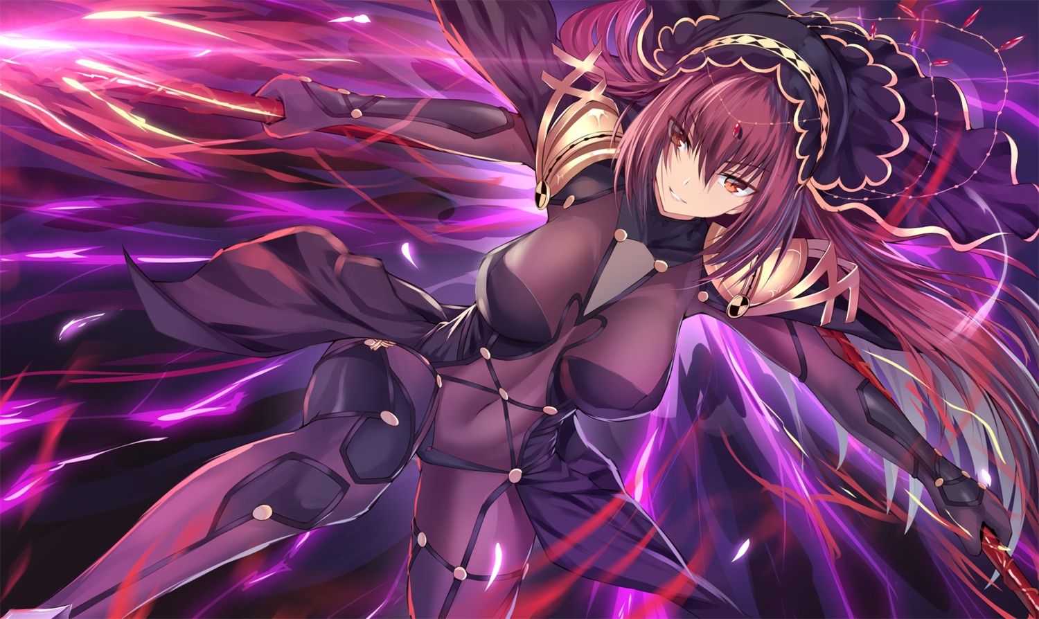 armor bodysuit fate/grand_order feng_mouren scathach_(fate/grand_order) weapon