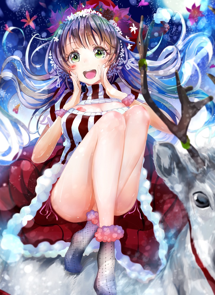 christmas cleavage dress keepout pantsu string_panties underboob