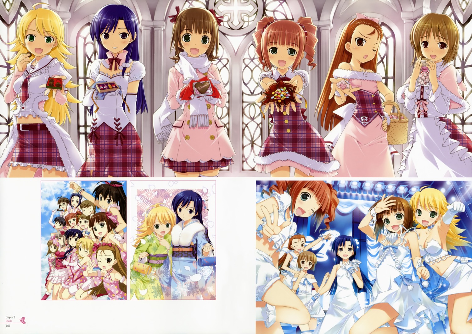 akizuki_ritsuko amami_haruka fujima_takuya futami_ami futami_mami ganaha_hibiki hagiwara_yukiho kikuchi_makoto kimono kisaragi_chihaya megane minase_iori miura_azusa shijou_takane takatsuki_yayoi the_idolm@ster the_idolm@ster_break! valentine