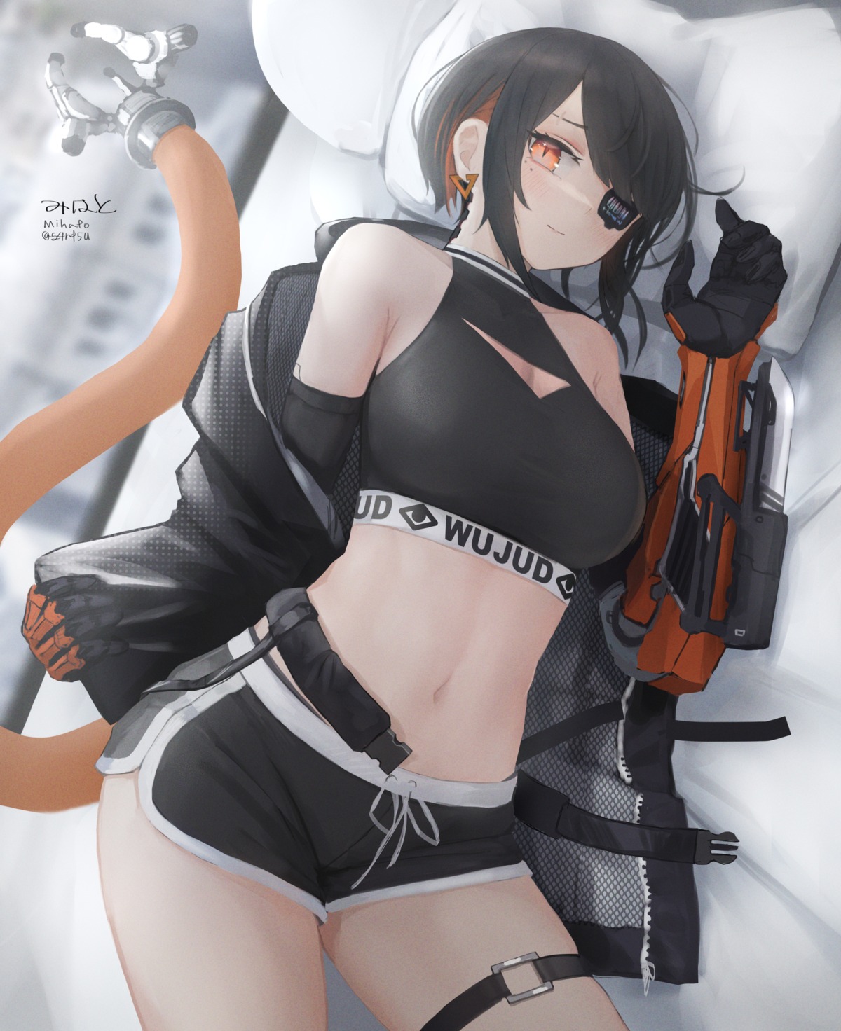 eyepatch garter mecha_musume mihato_senba tail