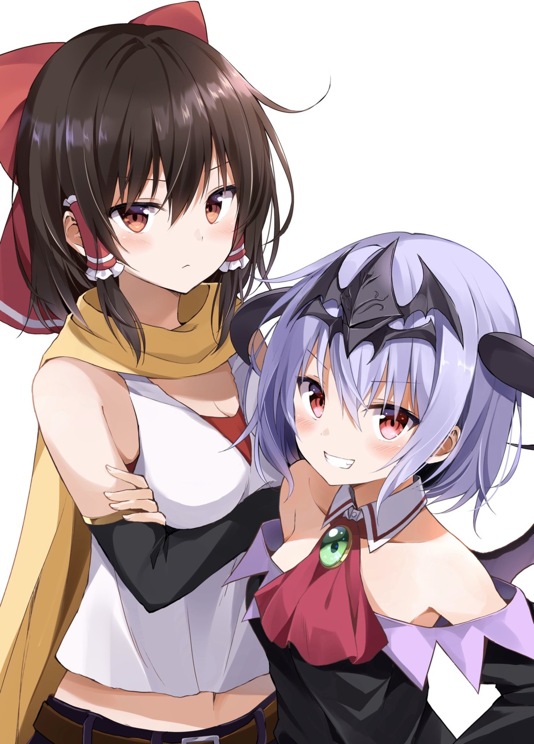 breast_hold hakurei_reimu hyurasan remilia_scarlet touhou wings