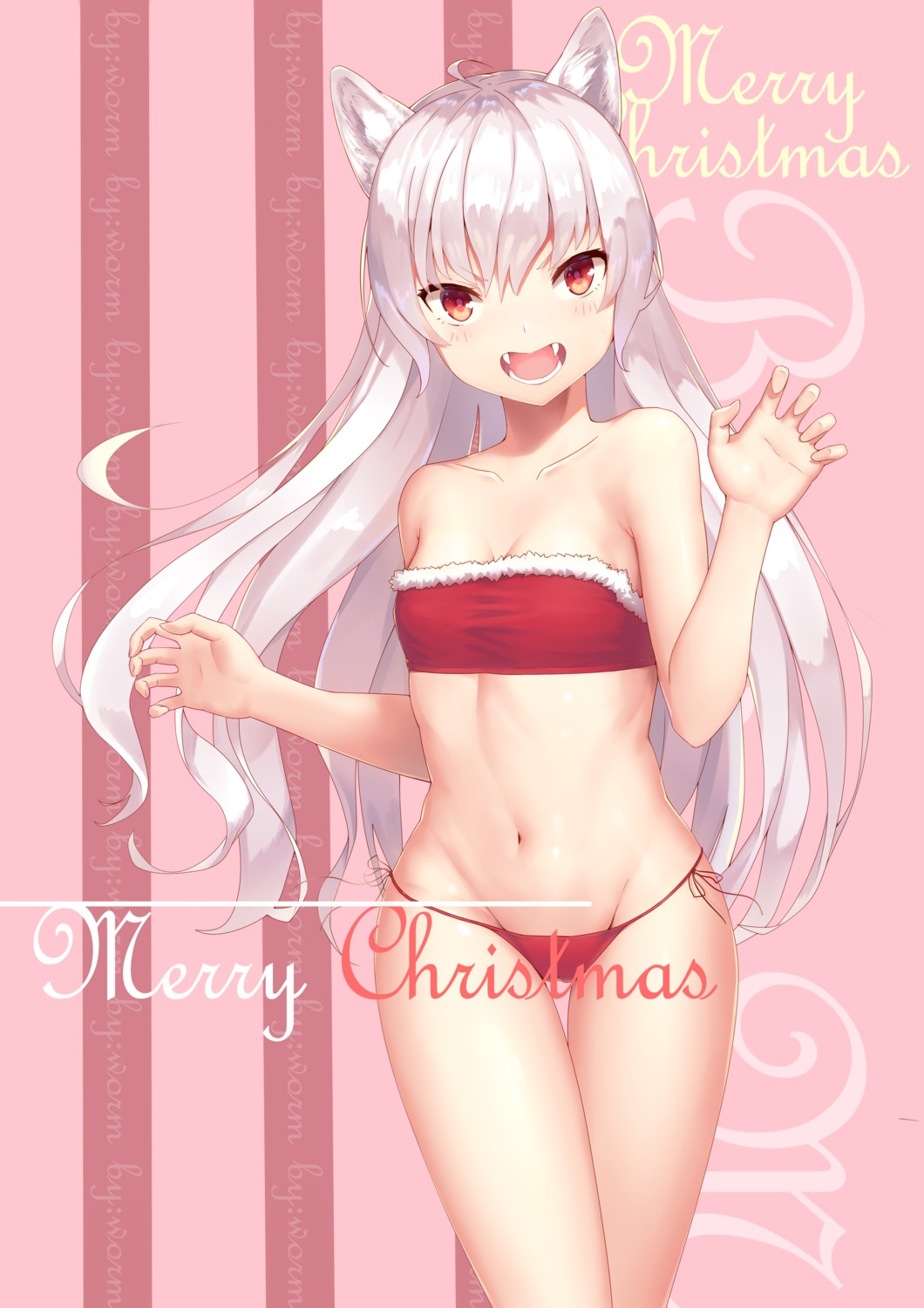 animal_ears bikini christmas cleavage hei_huo_chong swimsuits