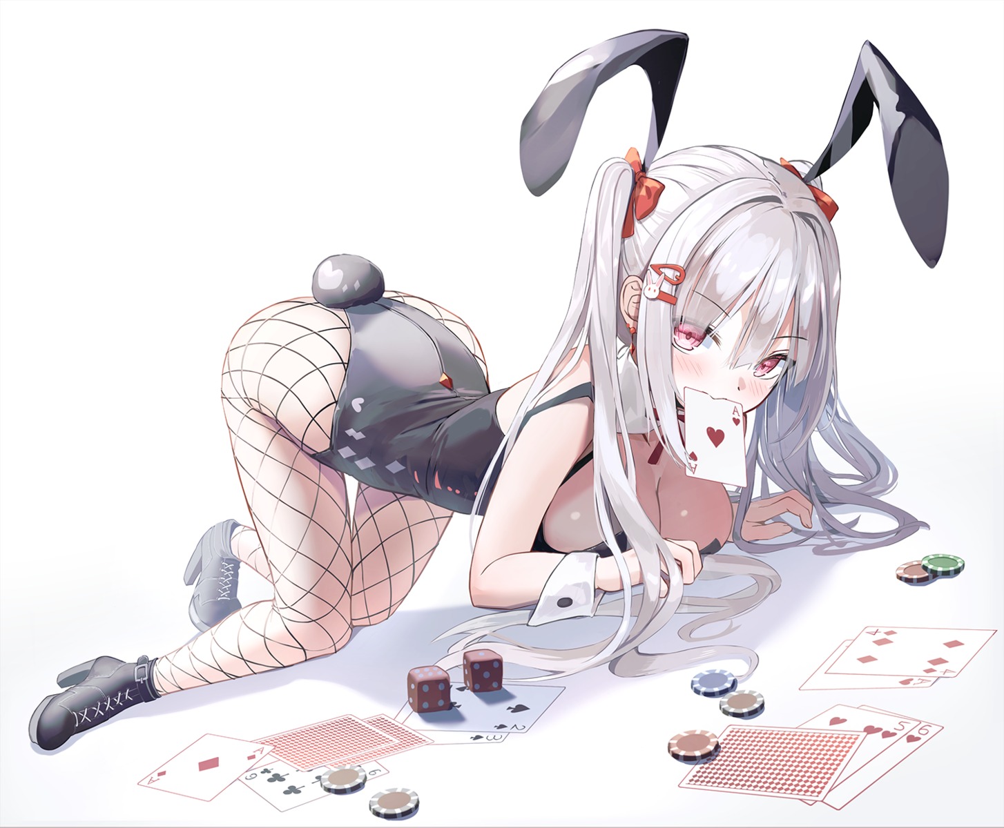 animal_ears bunny_ears bunny_girl fishnets heels no_bra pantyhose seero tail