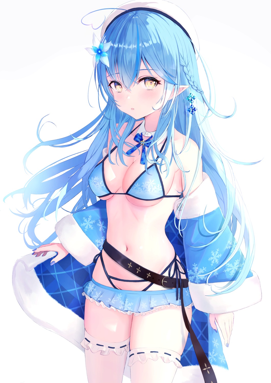 bikini elf hololive pointy_ears sakuramx swimsuits thighhighs yukihana_lamy