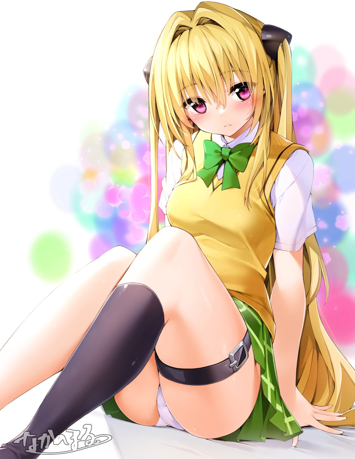 garter golden_darkness nakano_maru pantsu seifuku skirt_lift sweater to_love_ru to_love_ru_darkness