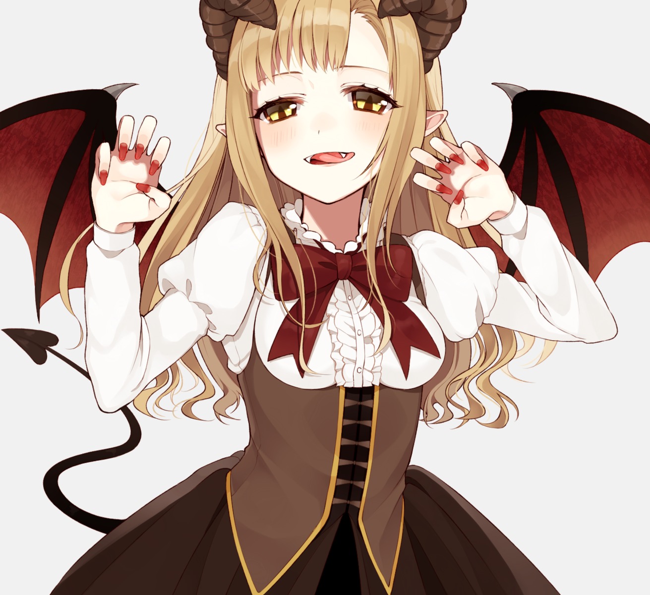 chisumi horns pointy_ears tail wings