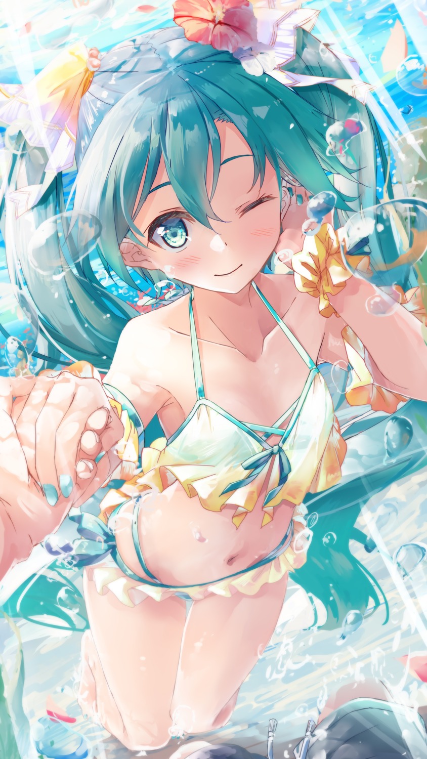 bikini daidou_(demitasse) hatsune_miku swimsuits vocaloid wet