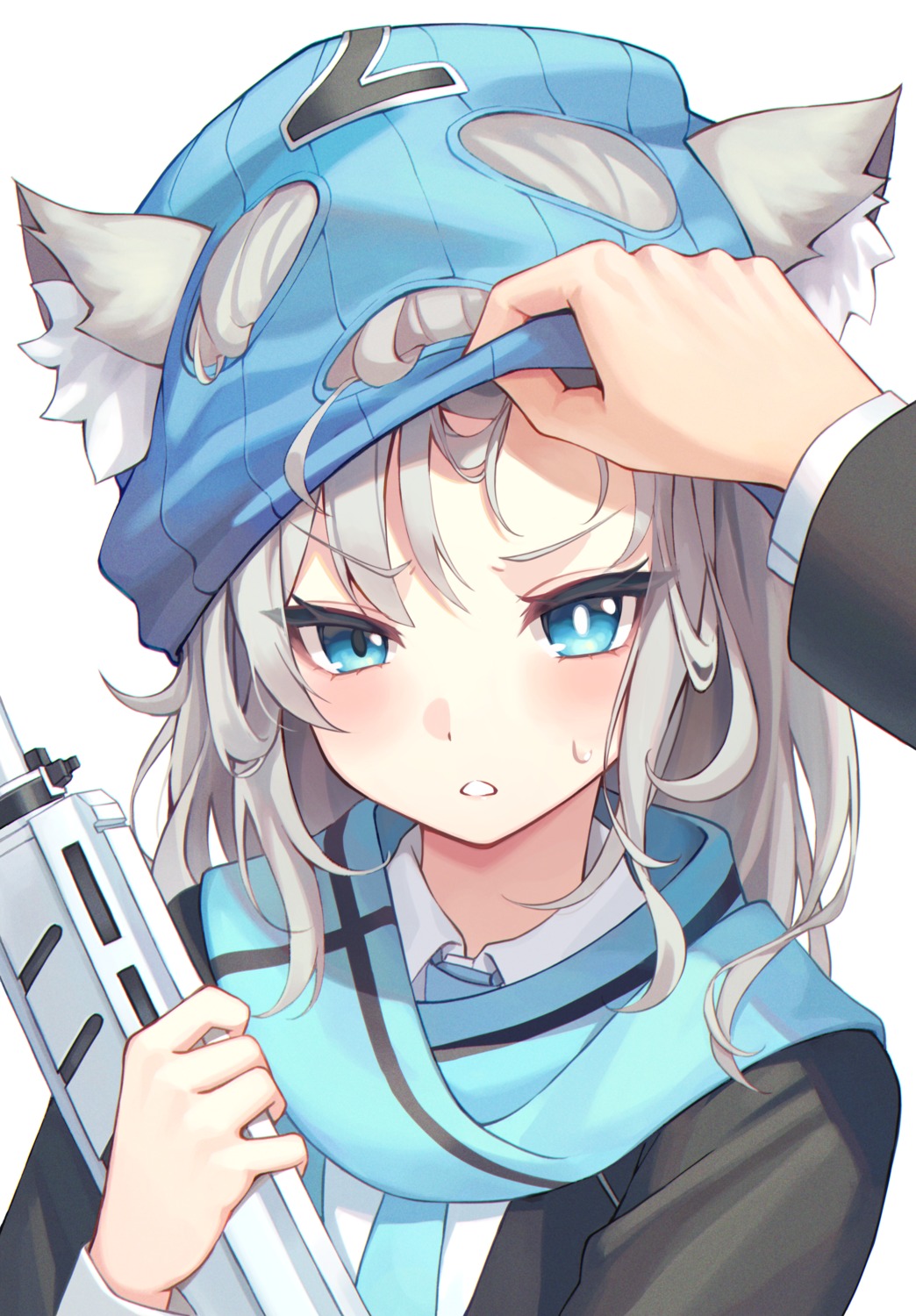 animal_ears blue_archive gun halo nekomimi pul_(gks569) seifuku sunaookami_shiroko