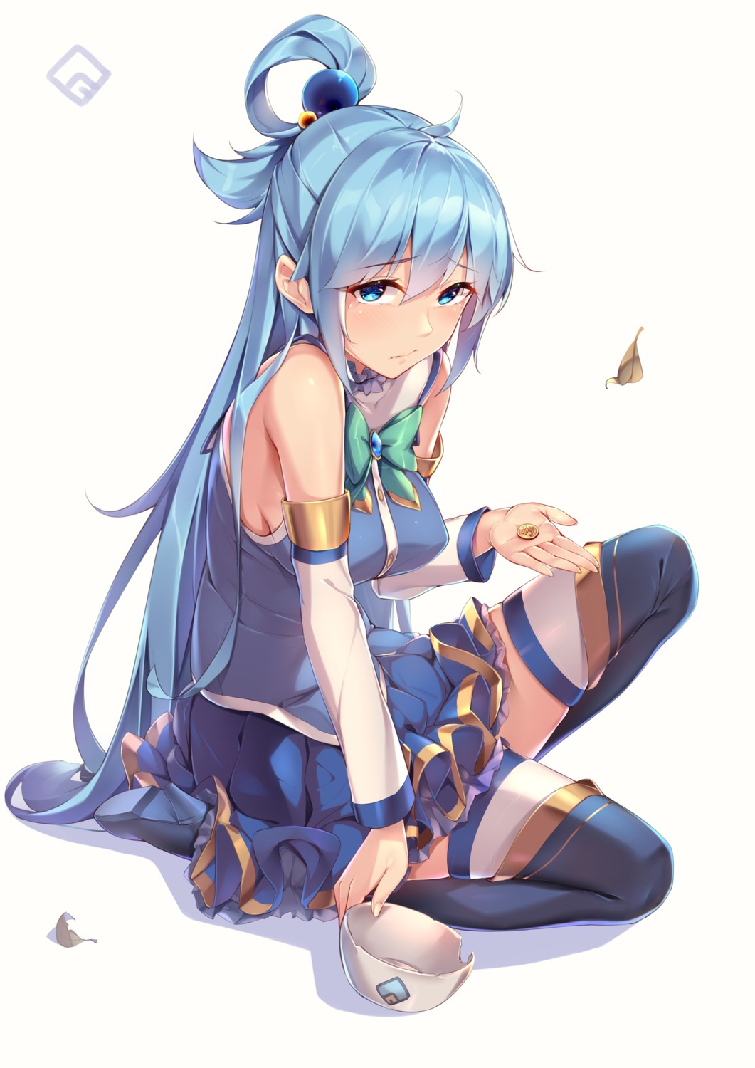 aqua_(konosuba) heels kono_subarashii_sekai_ni_shukufuku_wo! sgt-jz skirt_lift thighhighs