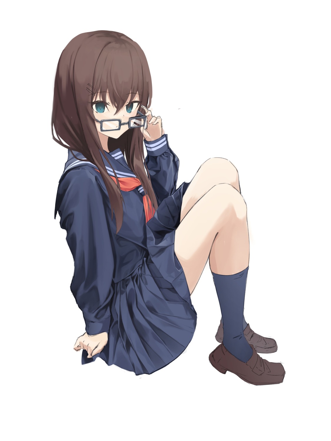 mame_(hyeon5117) megane seifuku skirt_lift