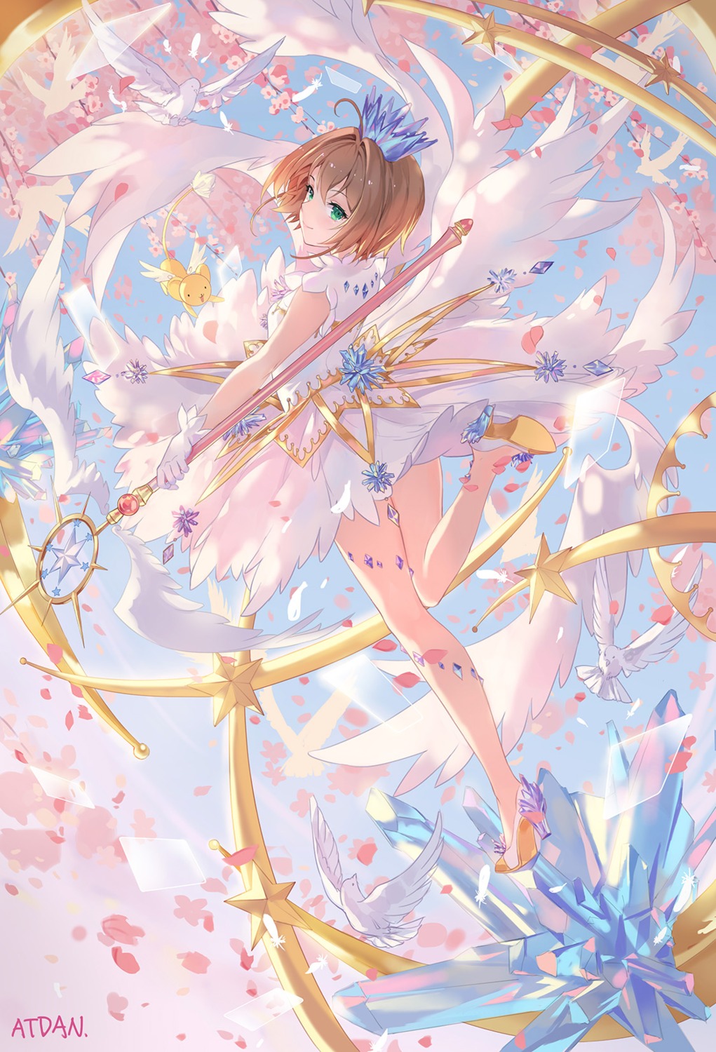 atdan card_captor_sakura dress heels kerberos kinomoto_sakura weapon