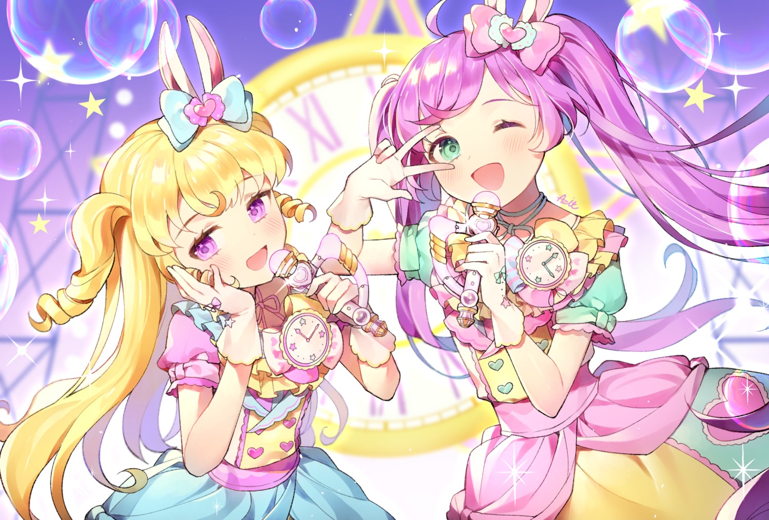 animal_ears azit_(down) bunny_ears idol_time_pripara manaka_lala pripara yumekawa_yui