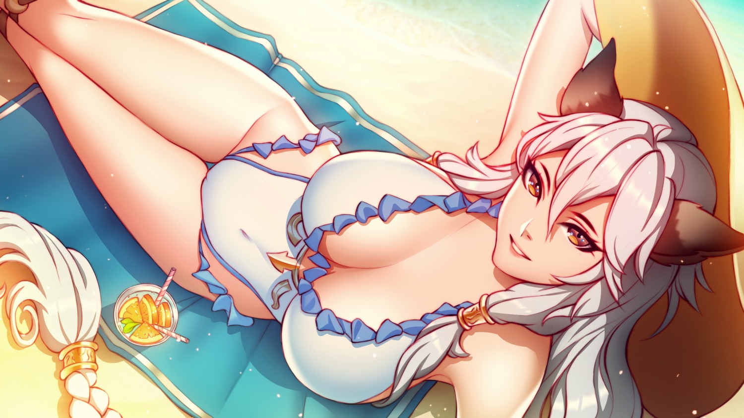 animal_ears cameltoe cleavage granblue_fantasy heles pinkladymage swimsuits