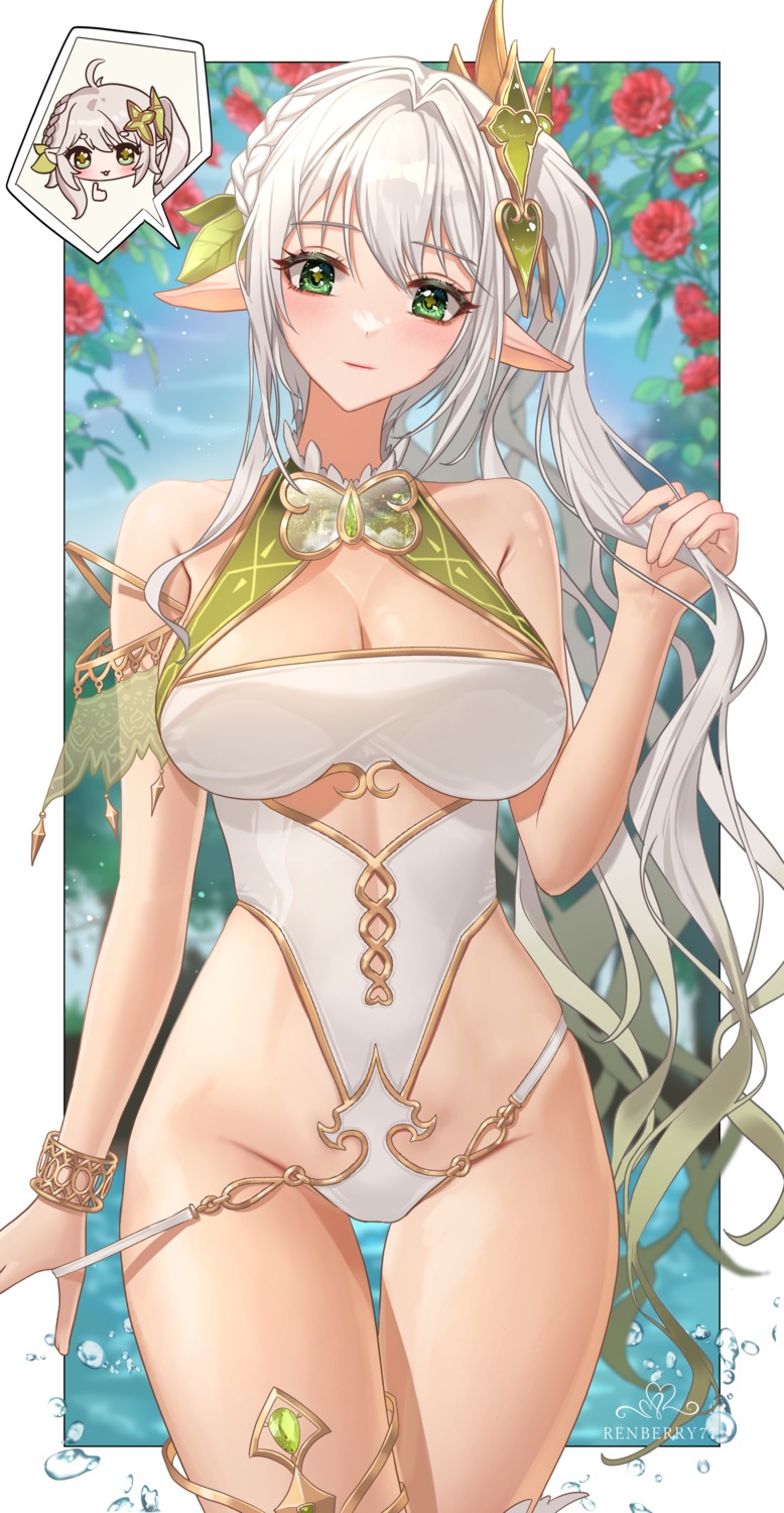cleavage garter genshin_impact nahida pointy_ears renberry swimsuits undressing