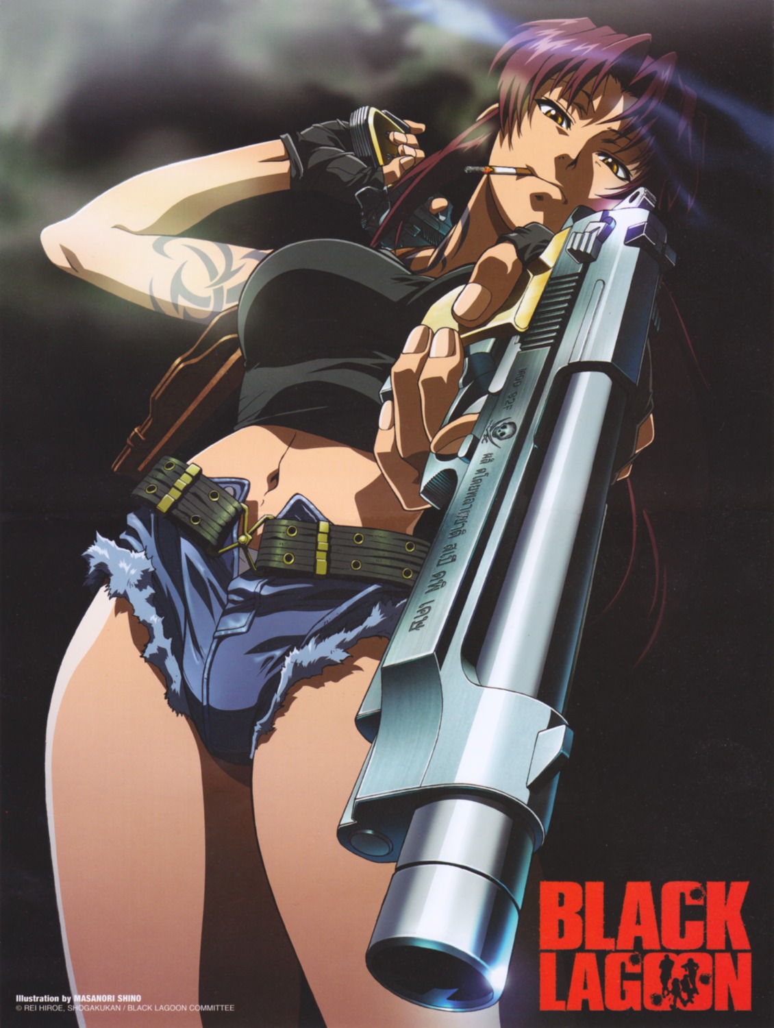 black_lagoon gun shino_masanori smoking tattoo