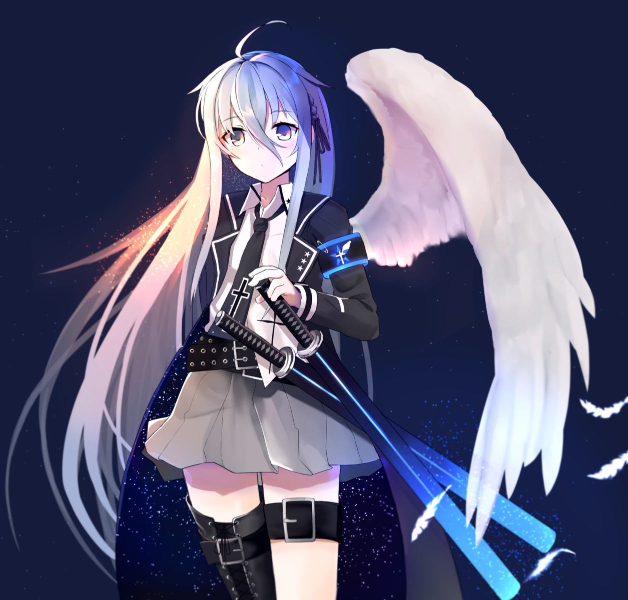 garter naitsu sword thighhighs wings