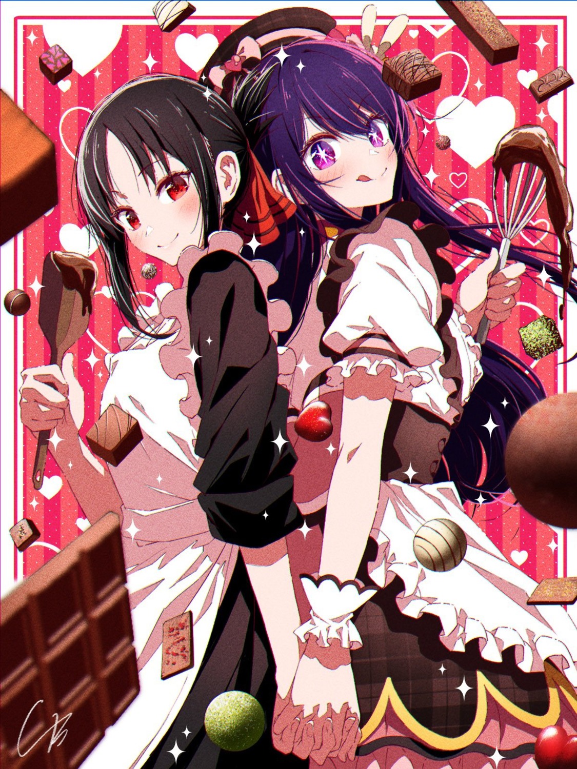 4b_pencil [oshi_no_ko] crossover hoshino_ai kaguya-sama_wa_kokurasetai_~tensai-tachi_no_renai_zunousen~ maid shinomiya_kaguya valentine