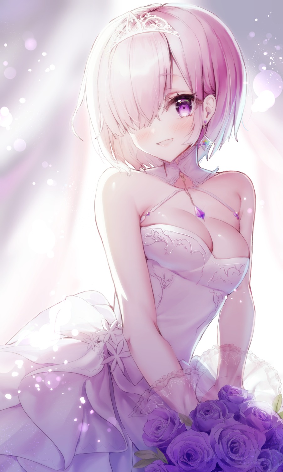 00nanona cleavage dress fate/grand_order mash_kyrielight no_bra wedding_dress