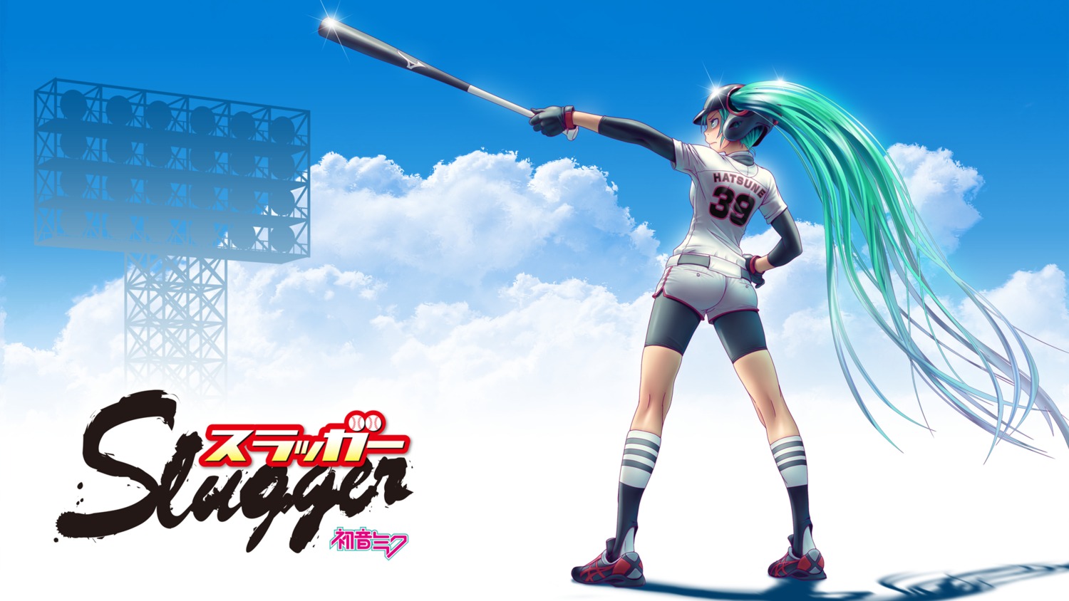 baseball bike_shorts hatsune_miku vocaloid wallpaper wokada