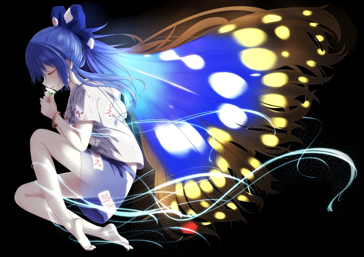 indica see_through skirt_lift touhou wings yorigami_shion