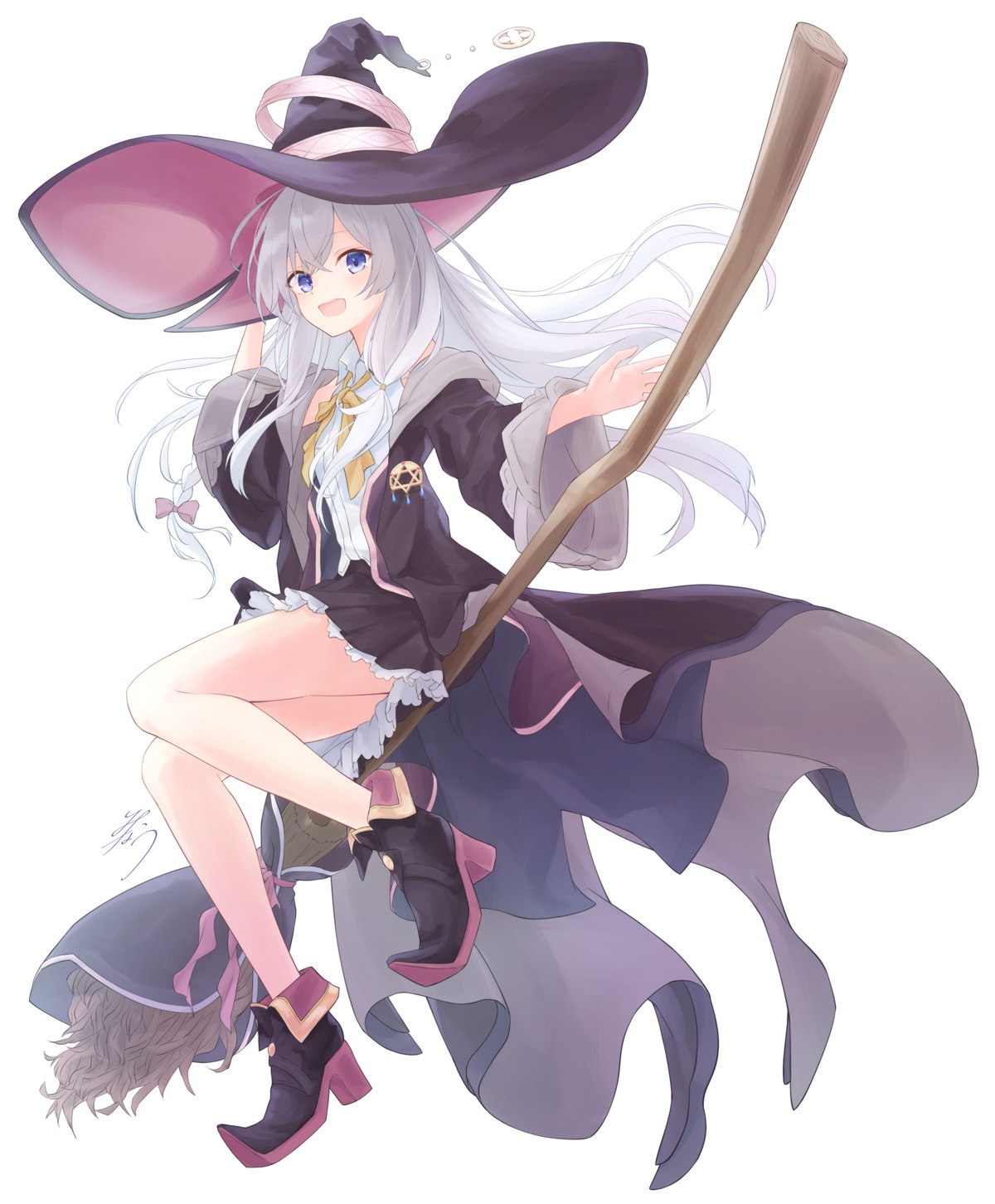 elaina_(majo_no_tabitabi) heels majo_no_tabitabi minau37 skirt_lift witch