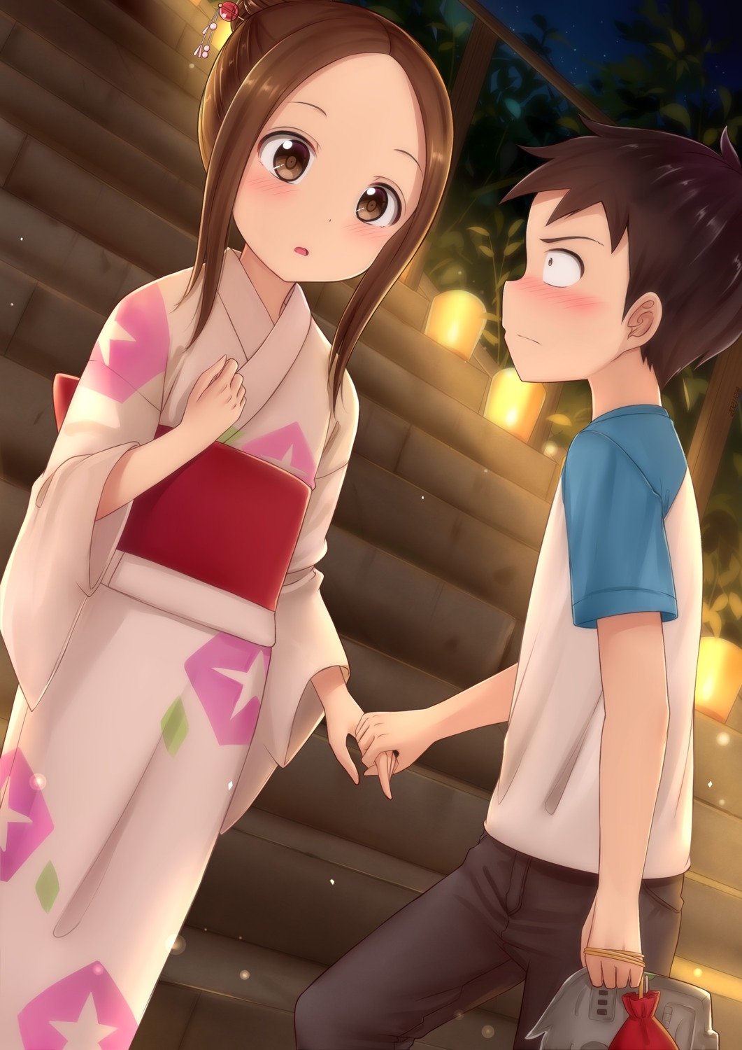 takagi-san and nishikata (karakai jouzu no takagi-san) drawn by