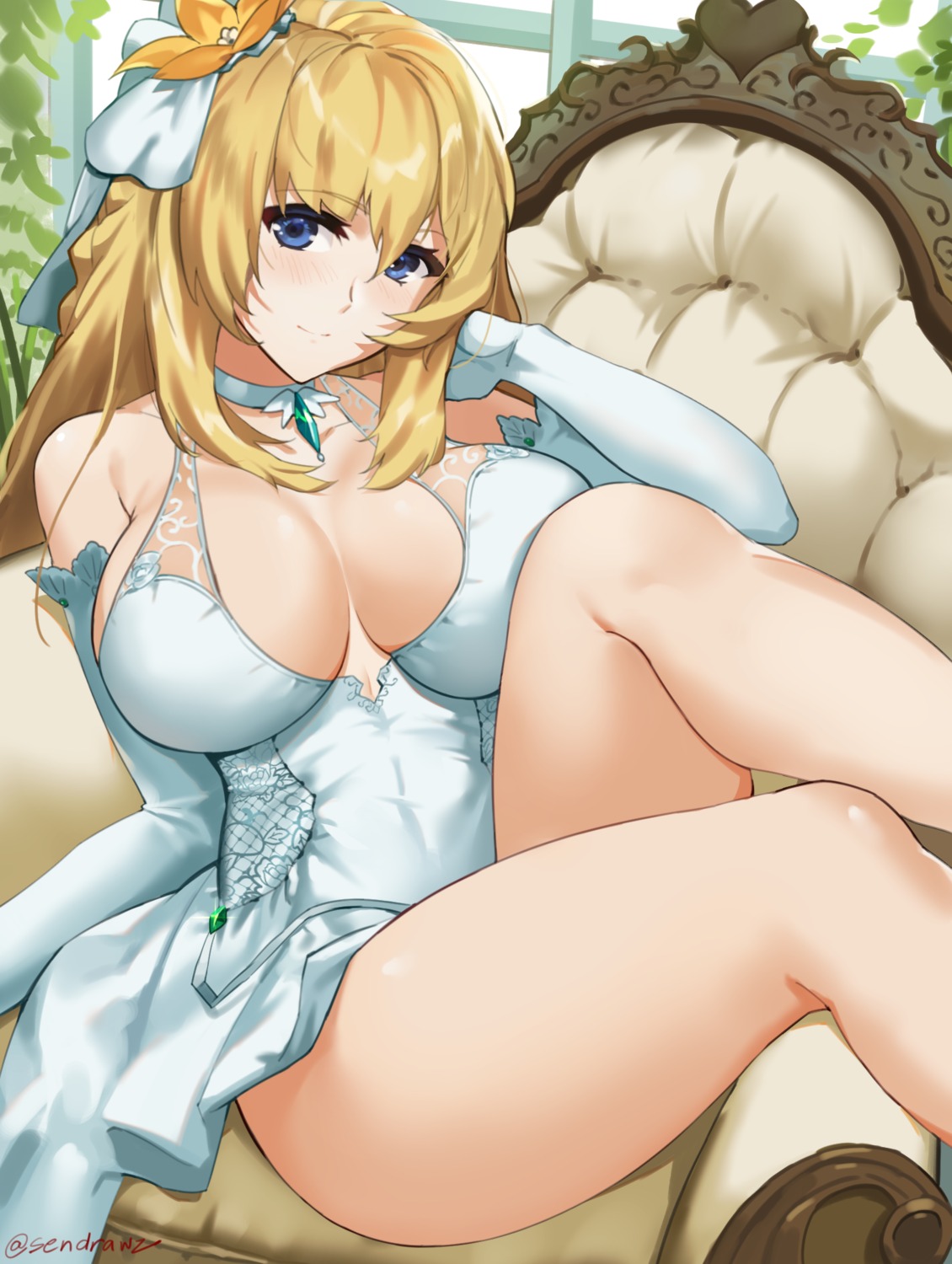 choujigen_game_neptune cleavage dress sendrawz vert