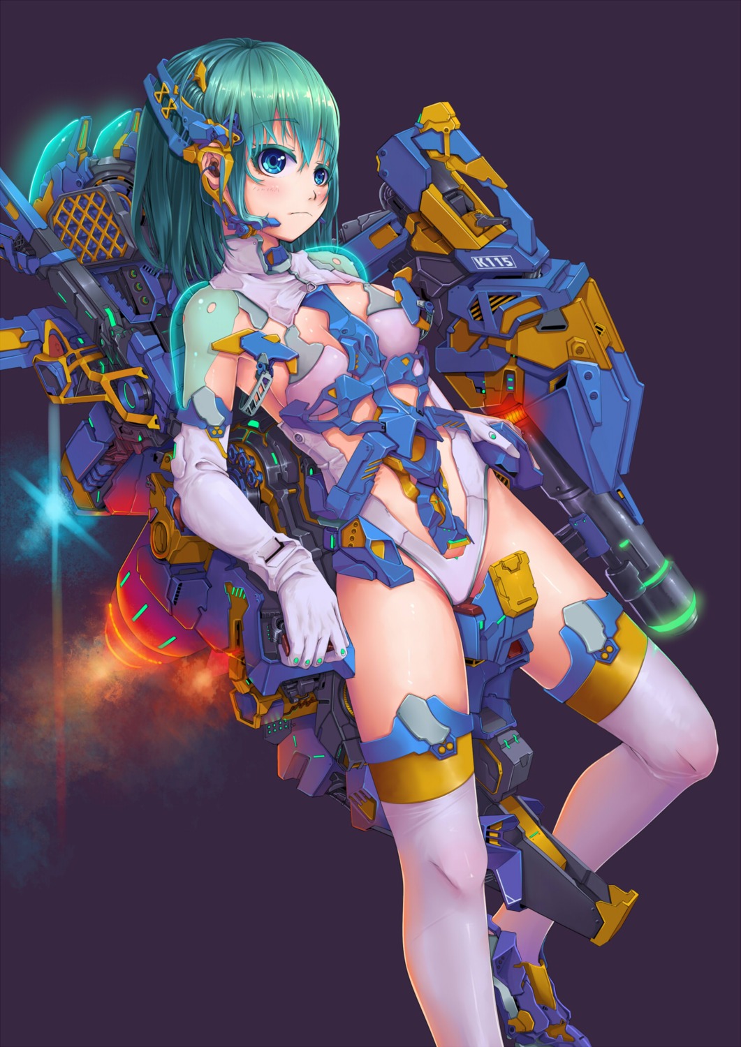 fangxiang_cuoluan gun mecha_musume thighhighs