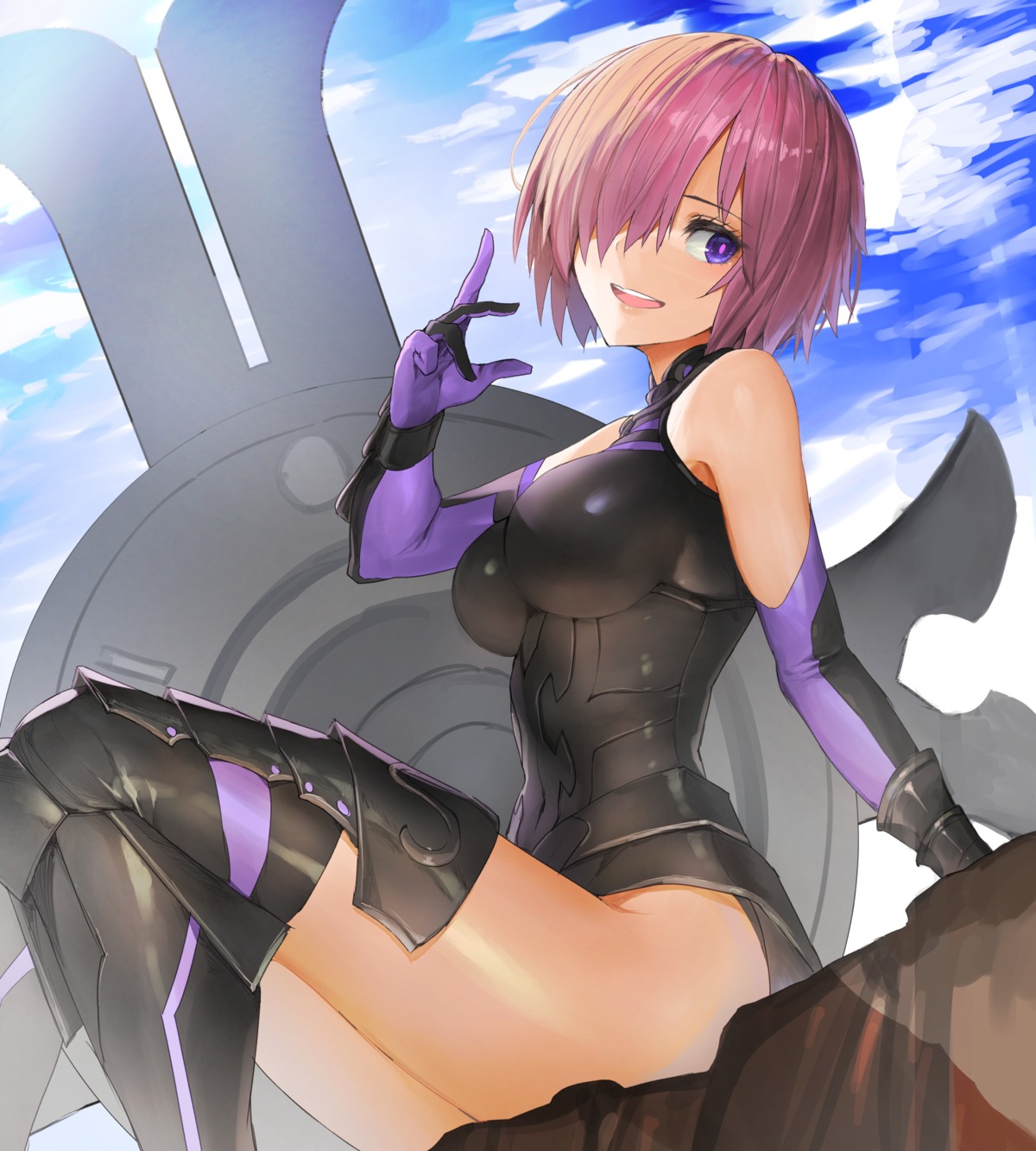 armor fate/grand_order leotard mash_kyrielight thighhighs yuu_kisetu_bi