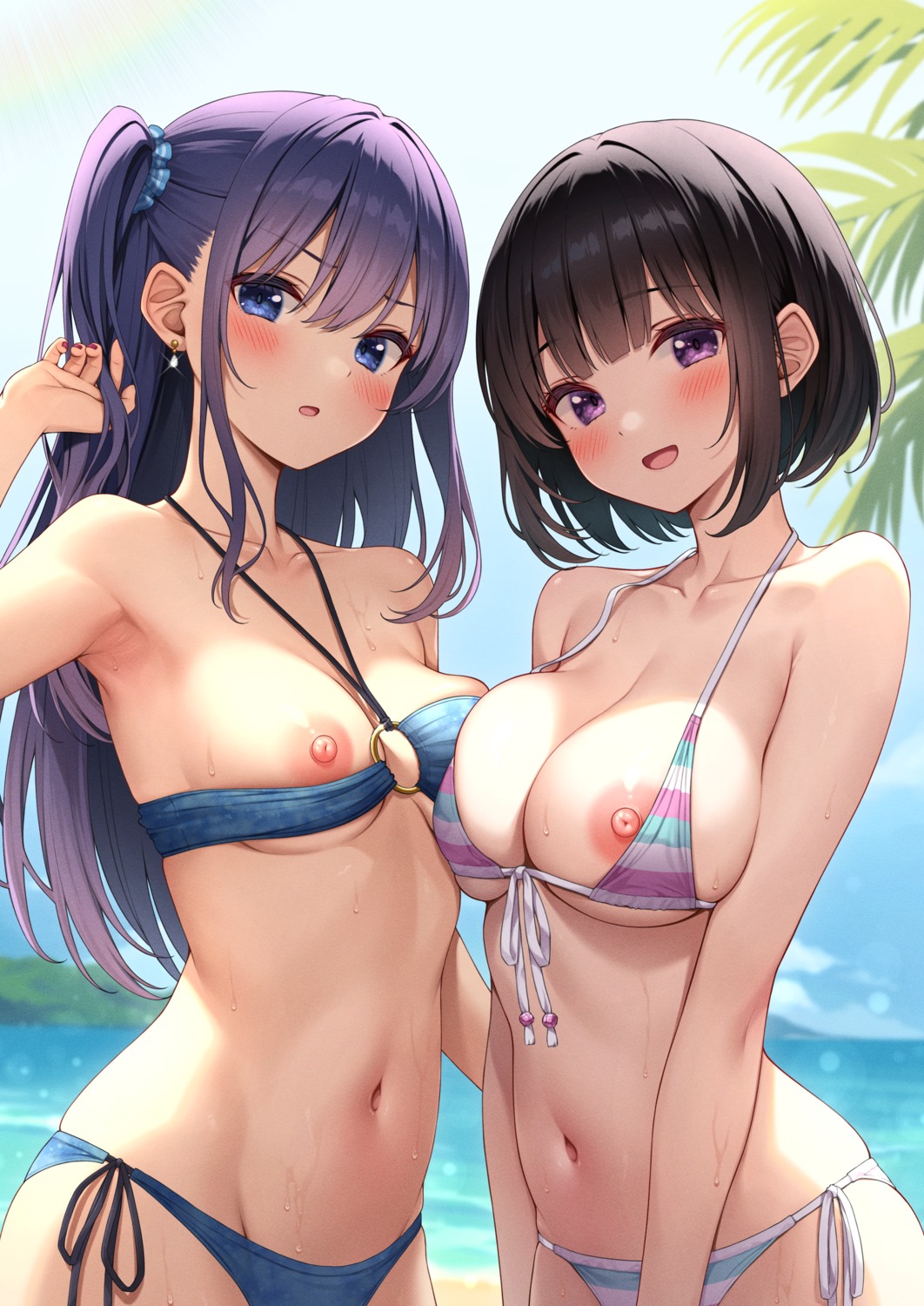 bikini breasts inoue_yurina karutamo nipples rakugaki-chan swimsuits wardrobe_malfunction