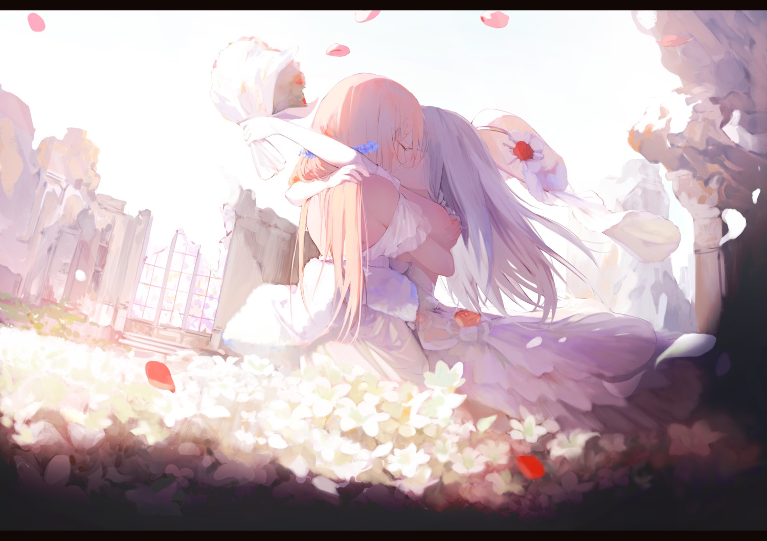 dress g36_(girls_frontline) g36c_(girls_frontline) girls_frontline liliespastry wedding_dress yuri