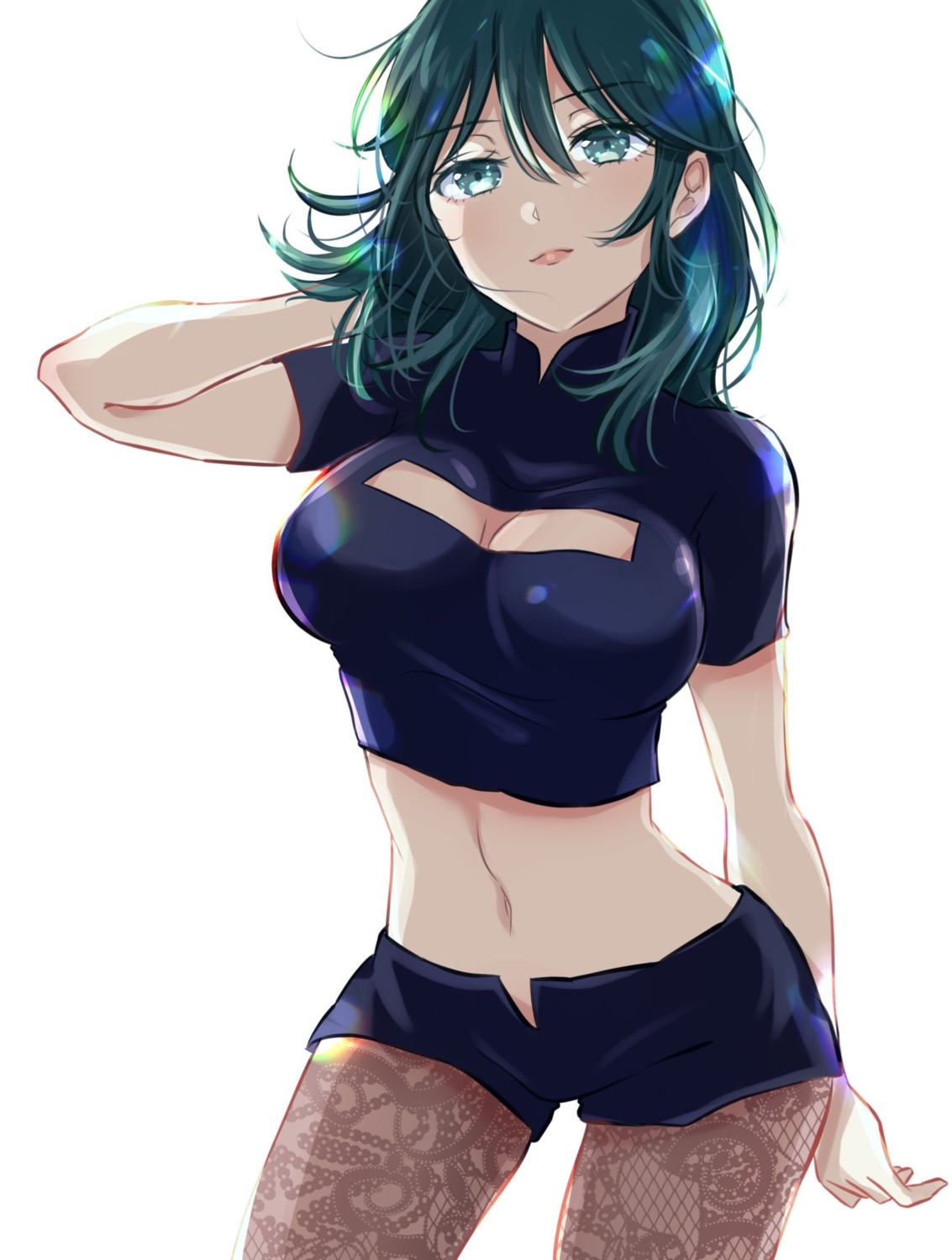 byleth_(fire_emblem) chizoku_sawa cleavage fire_emblem_three_houses fishnets pantyhose