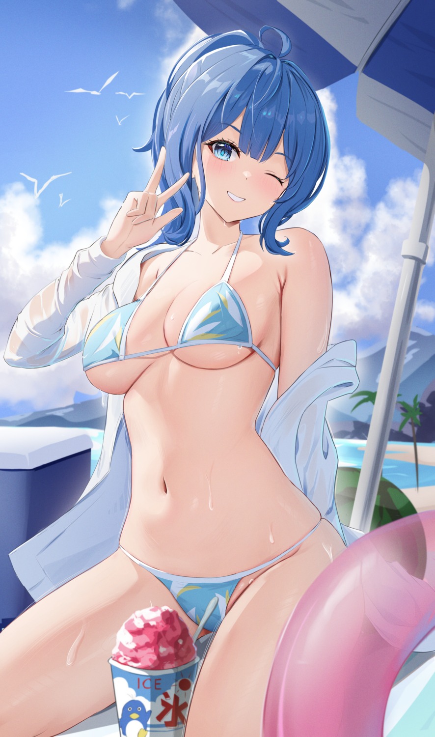 bikini make_heroine_ga_oosugiru! open_shirt pharmarr see_through swimsuits yanami_anna