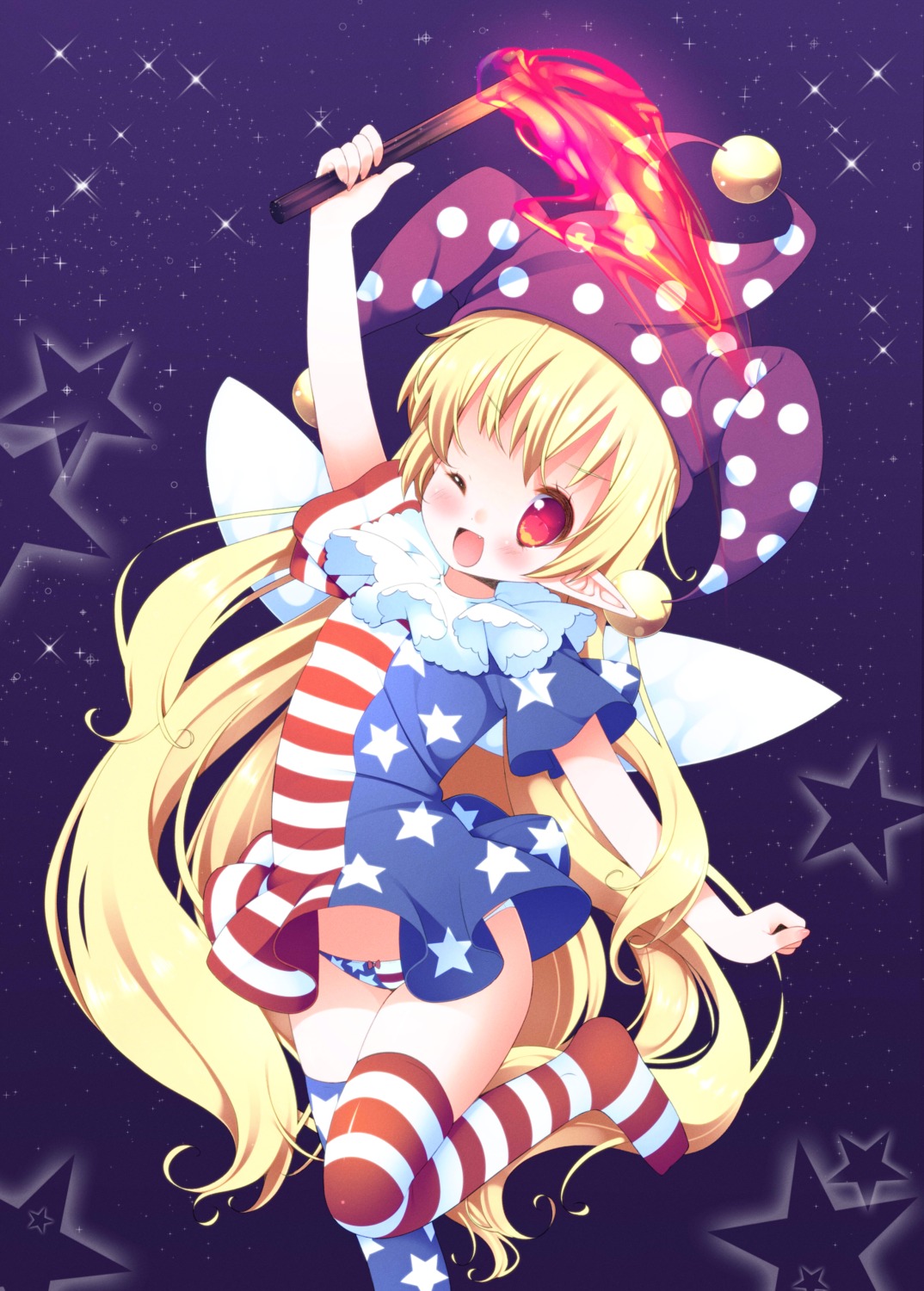 clownpiece dress pantsu pointy_ears sefa thighhighs touhou wings