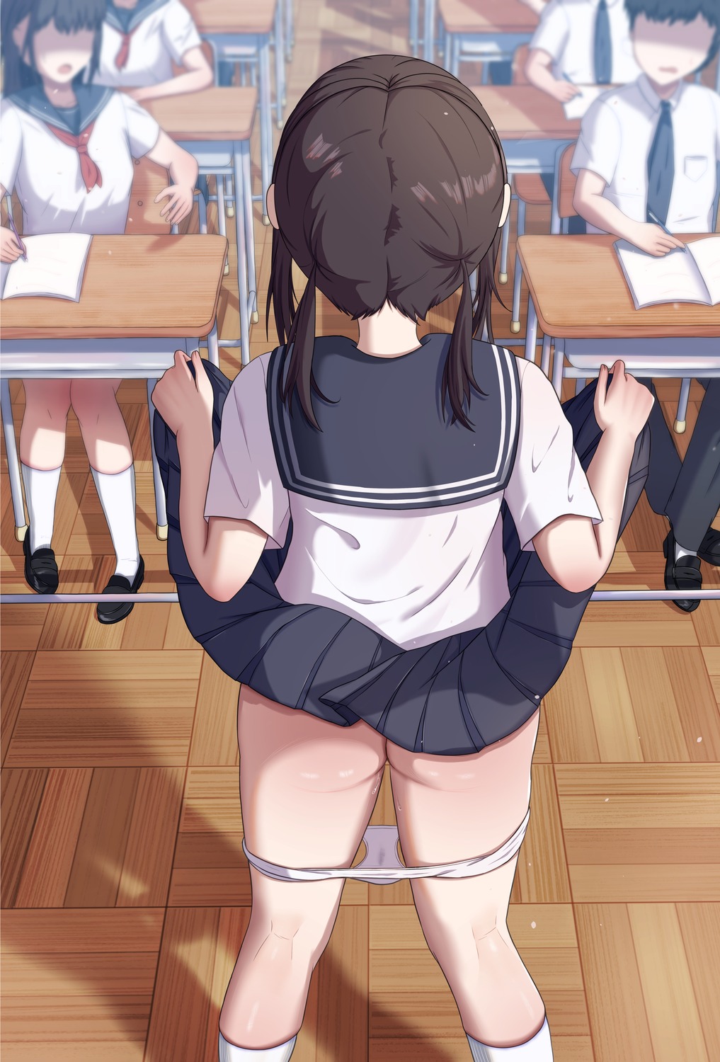 ass pantsu panty_pull seifuku skirt_lift umidariku