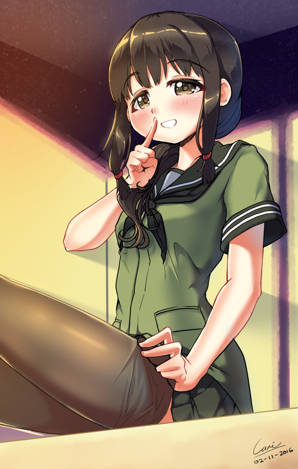 autographed carillus kantai_collection kitakami_(kancolle) pantyhose seifuku undressing