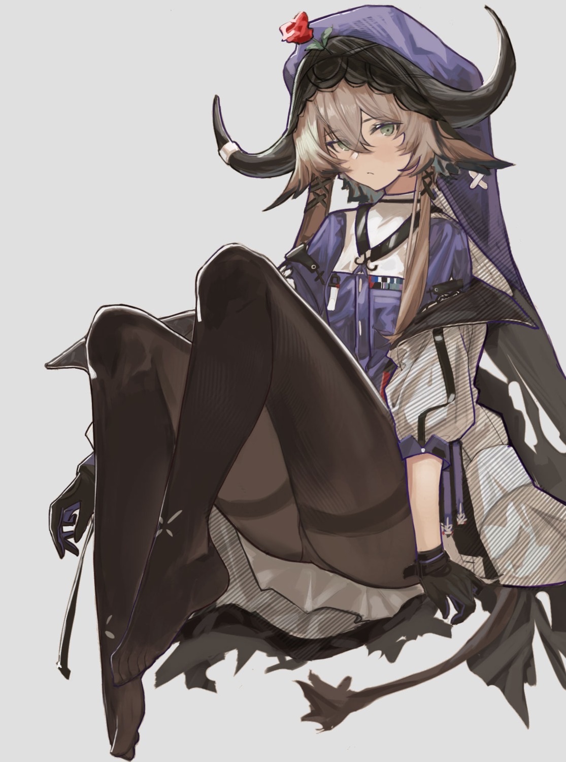 animal_ears arknights feet horns nineye pallas_(arknights) pantsu pantyhose tail