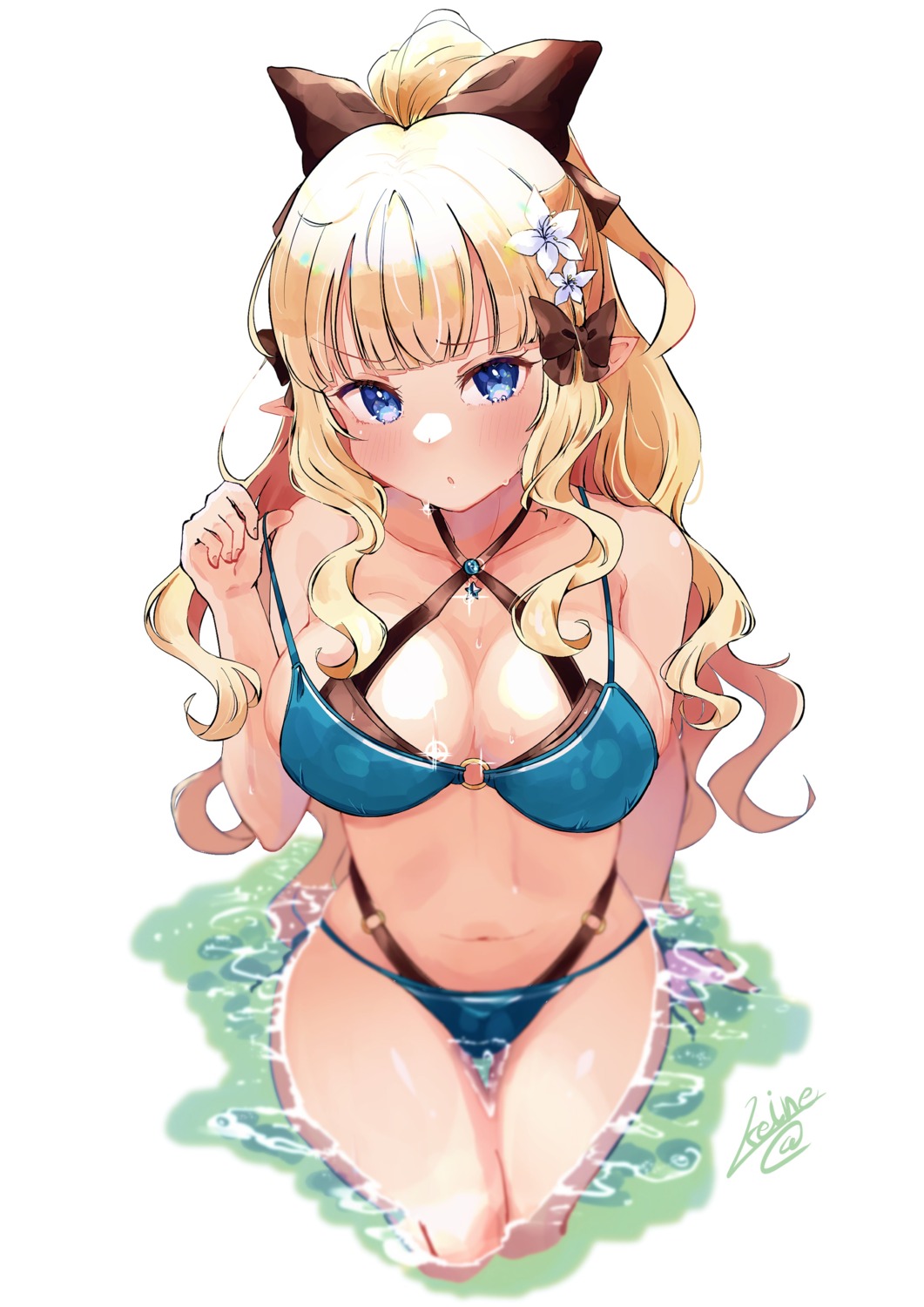 bikini keinesandayoooo princess_connect princess_connect!_re:dive sasaki_saren swimsuits undressing wet