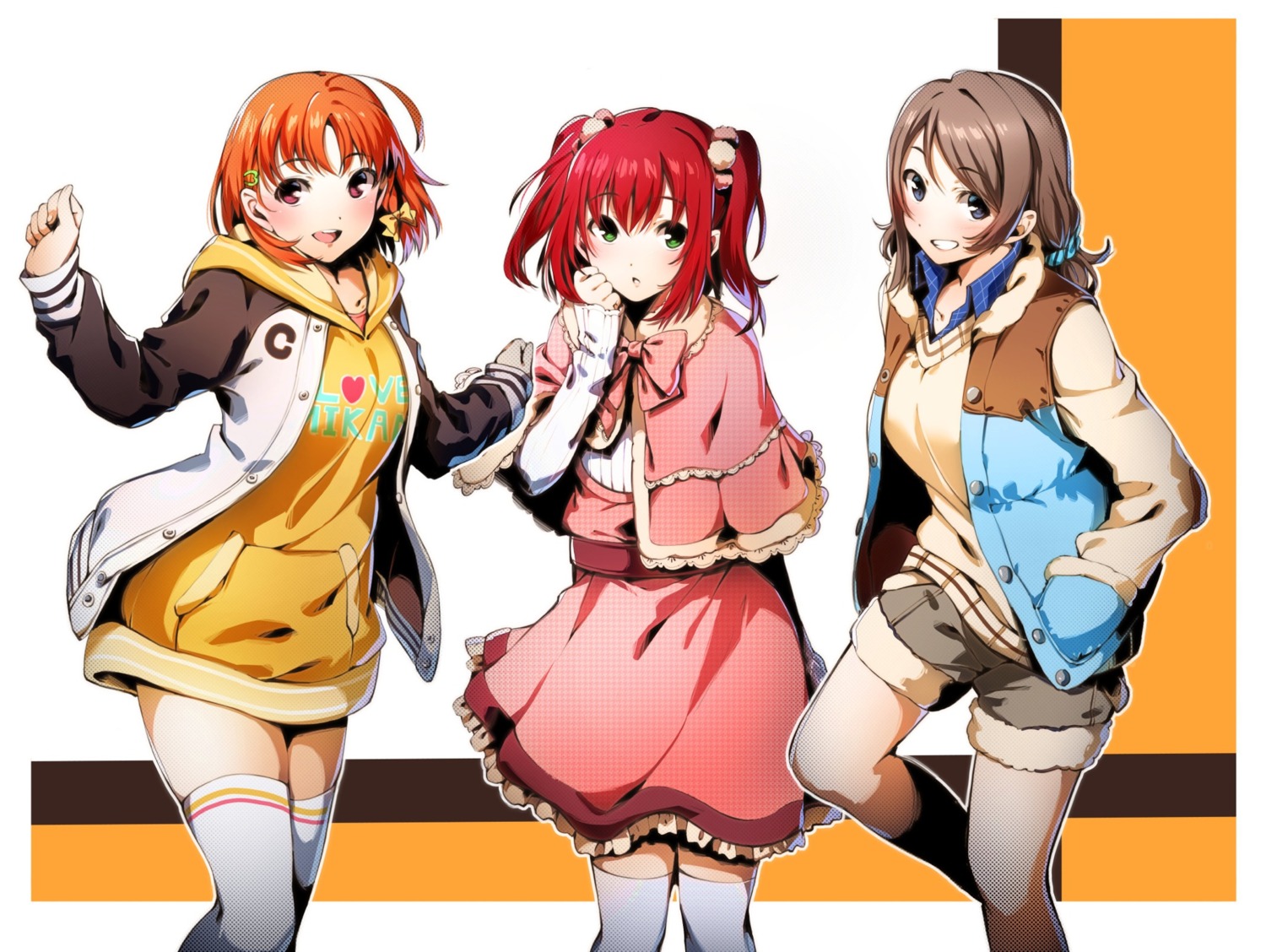 kurosawa_ruby love_live!_(series) love_live!_sunshine!! nakano_maru sweater takami_chika thighhighs watanabe_you