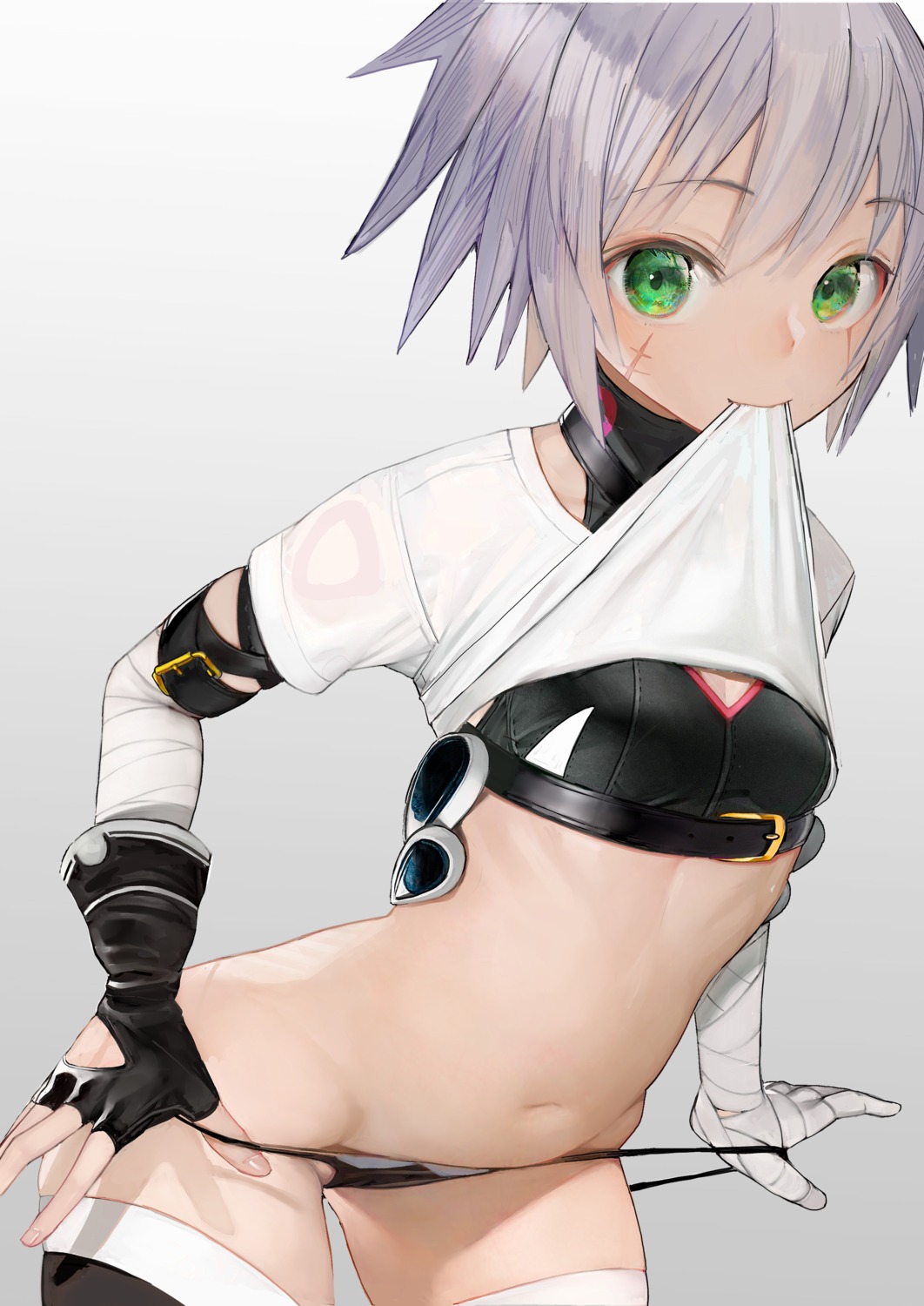 bandages bra cleavage fate/grand_order pantsu panty_pull shirt_lift tagme thighhighs undressing