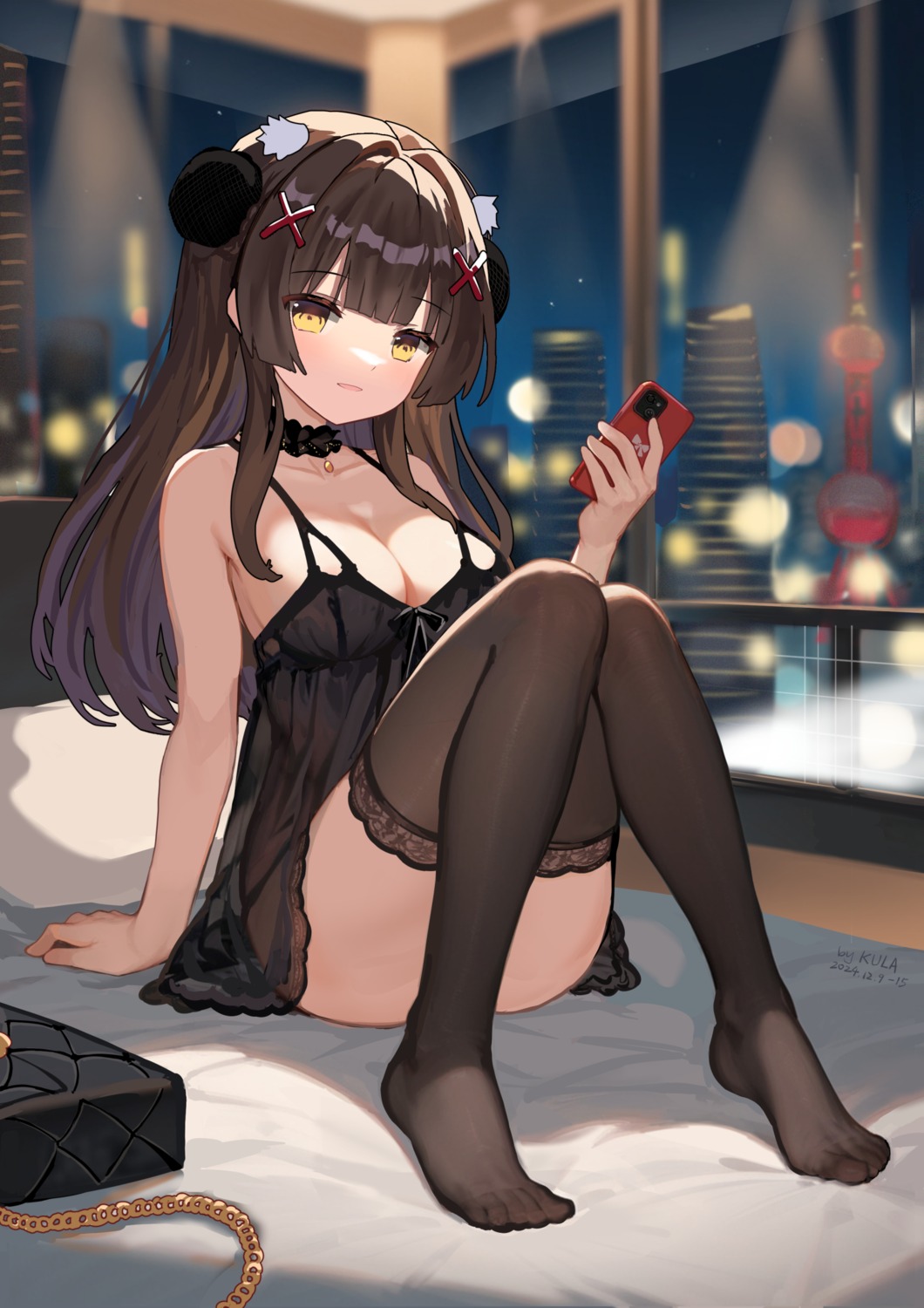 feet kkkula lingerie see_through skirt_lift thighhighs