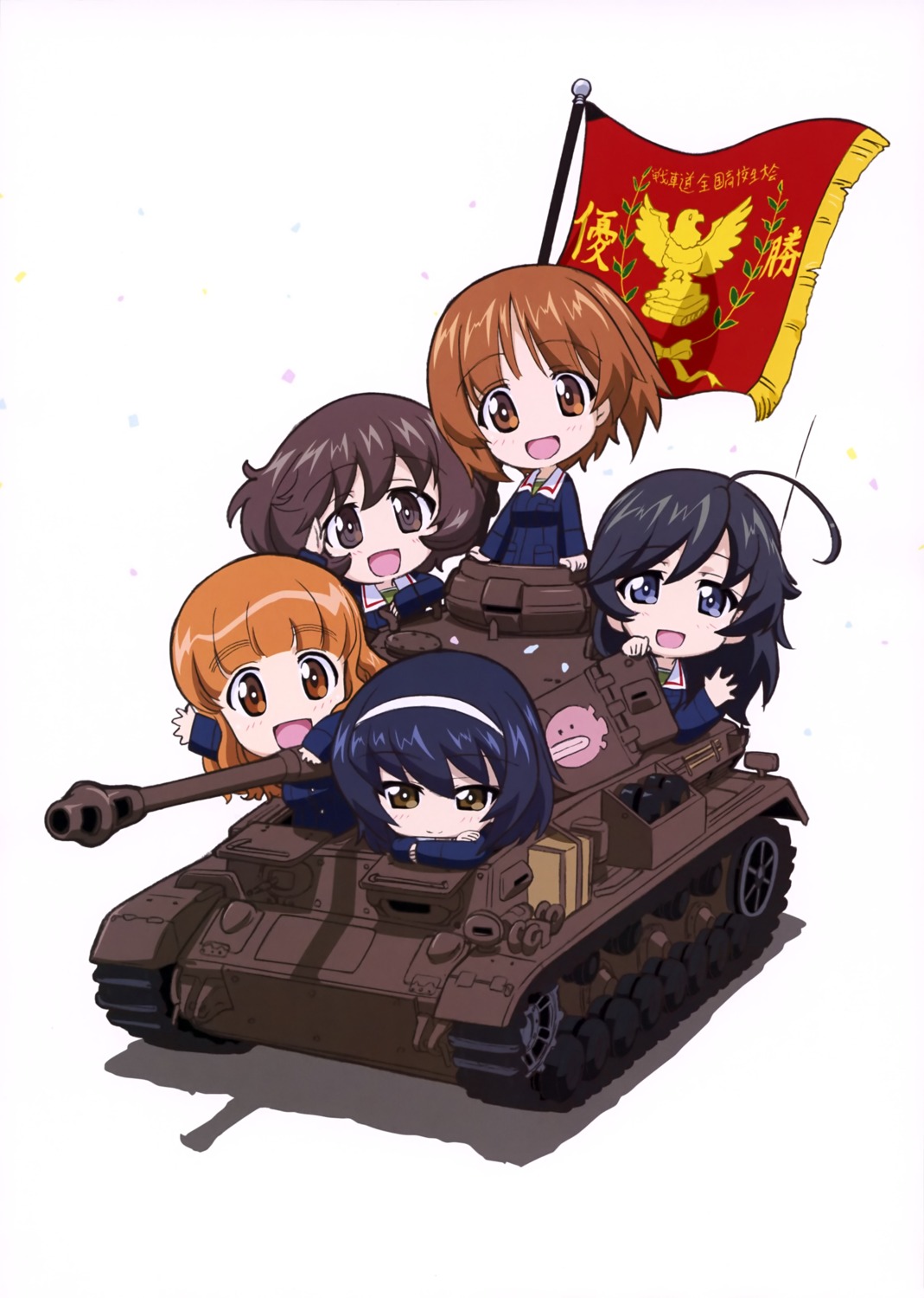 akiyama_yukari chibi girls_und_panzer isuzu_hana nishizumi_miho reizei_mako takebe_saori uniform