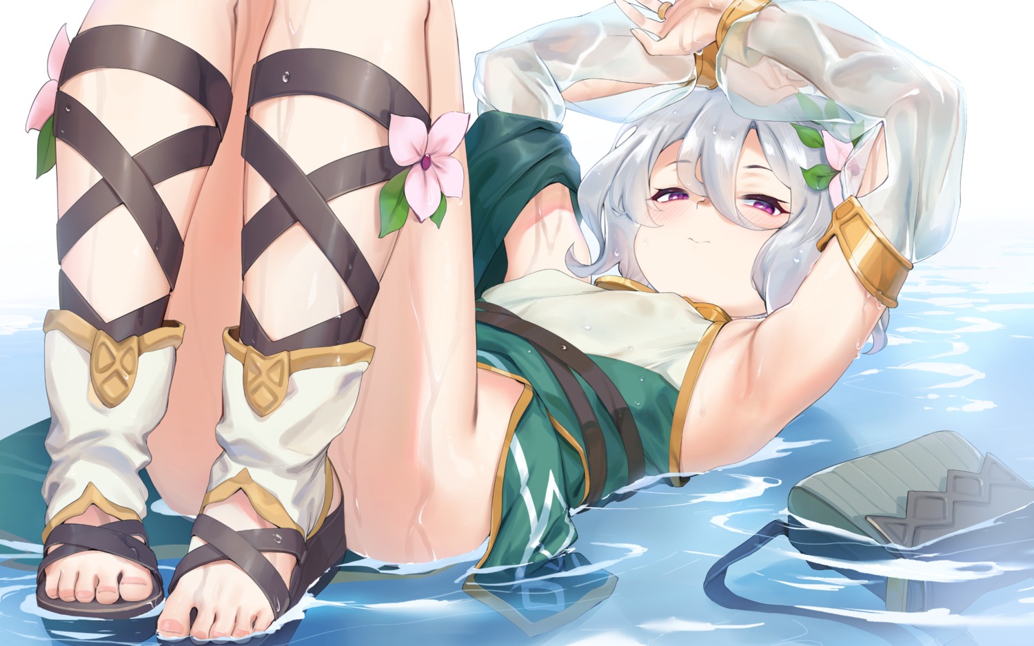 dress kokkoro loli nopan o.m princess_connect princess_connect!_re:dive skirt_lift wallpaper wet