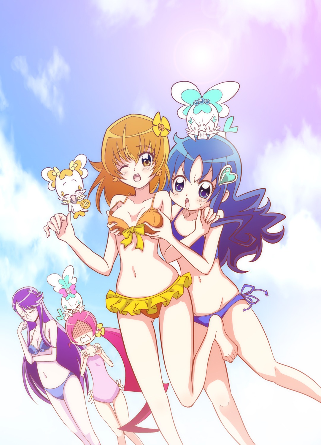 bikini breast_grab coffret hanasaki_tsubomi heartcatch_pretty_cure! kurumi_erika myoudouin_itsuki potpourri_(precure) pretty_cure shypre swimsuits tsukikage_yuri yotsuha