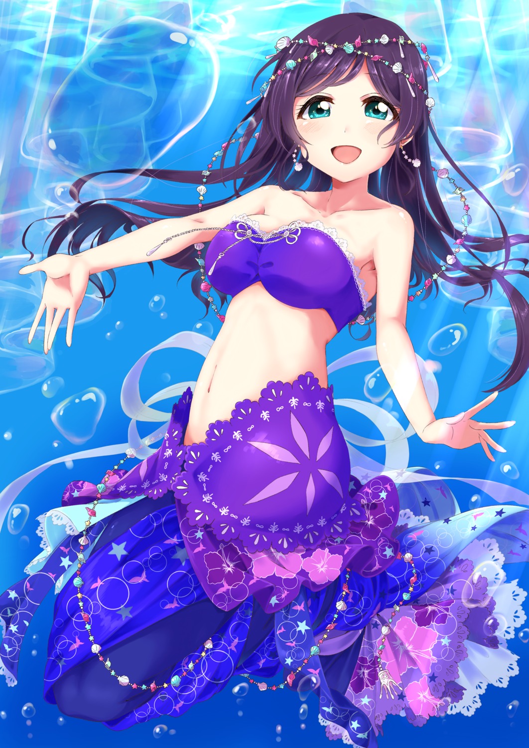 bikini_top cleavage ksk_(kasokuiki) love_live! love_live!_(series) mermaid monster_girl swimsuits tail toujou_nozomi