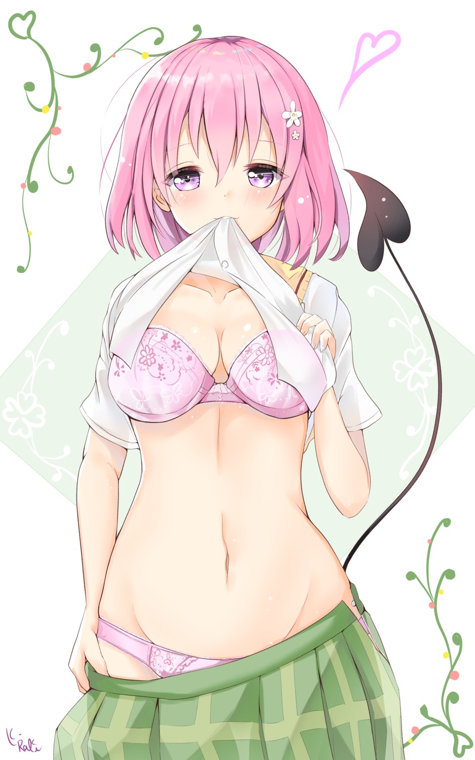 bra cleavage kuro_rakuda momo_velia_deviluke pantsu seifuku shirt_lift sweater tail to_love_ru undressing