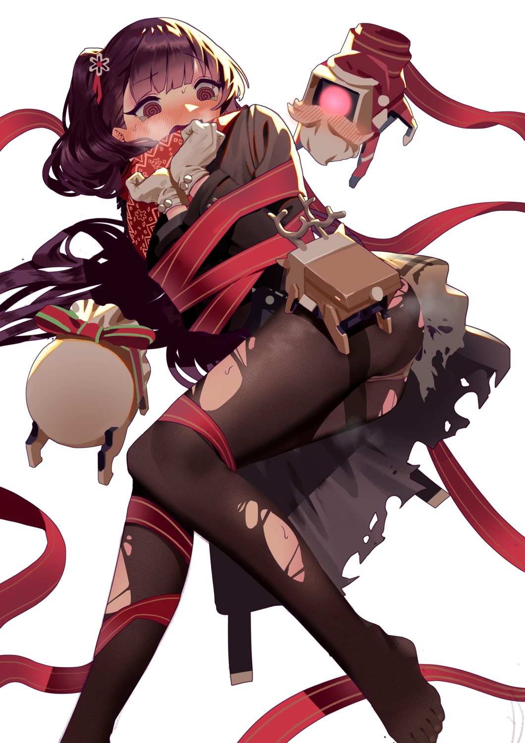 bondage bsue christmas girls_frontline pantsu pantyhose torn_clothes wa2000_(girls_frontline)