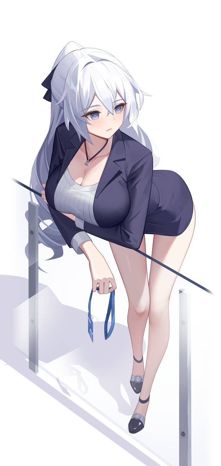 benghuai_xueyuan breast_hold bronya_zaychik business_suit cleavage honkai_impact jpeg_artifacts negi3