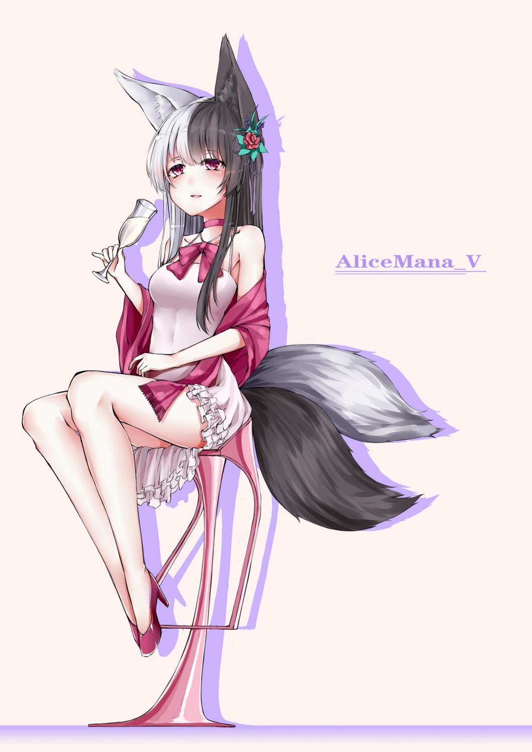 alice_mana alice_mana_channel animal_ears anotoki_ashi dress heels kitsune tail