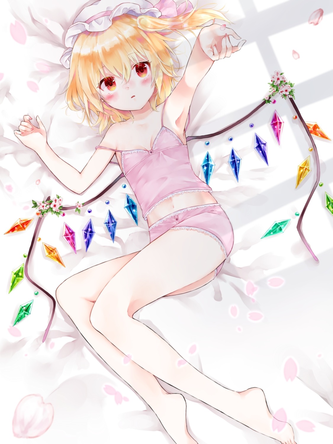 cleavage flandre_scarlet lingerie pantsu touhou wings yurara_(aroma42enola)